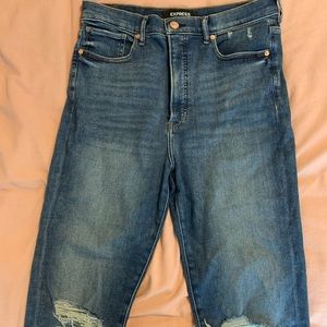 Express women’s straight leg jeans with holes